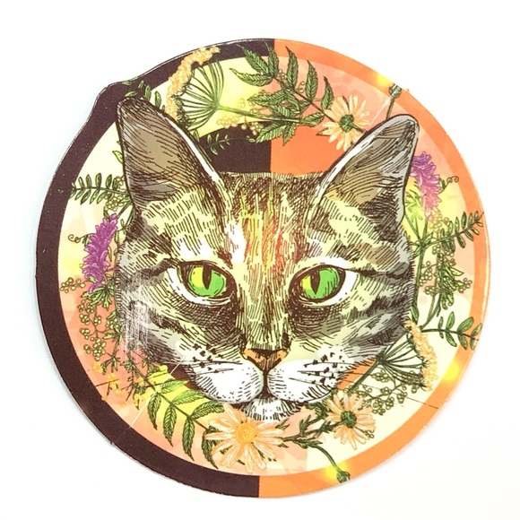 Floral Cat Vinyl Sticker - Picture 1 of 2